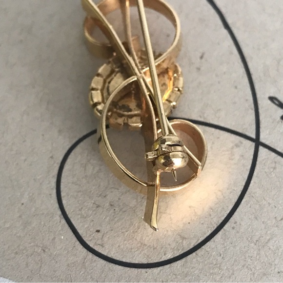 ✨Sold✨Vintage Costume Jewelry Brooch With Blue Faux Stone & Rhinestones - Picture 4 of 9